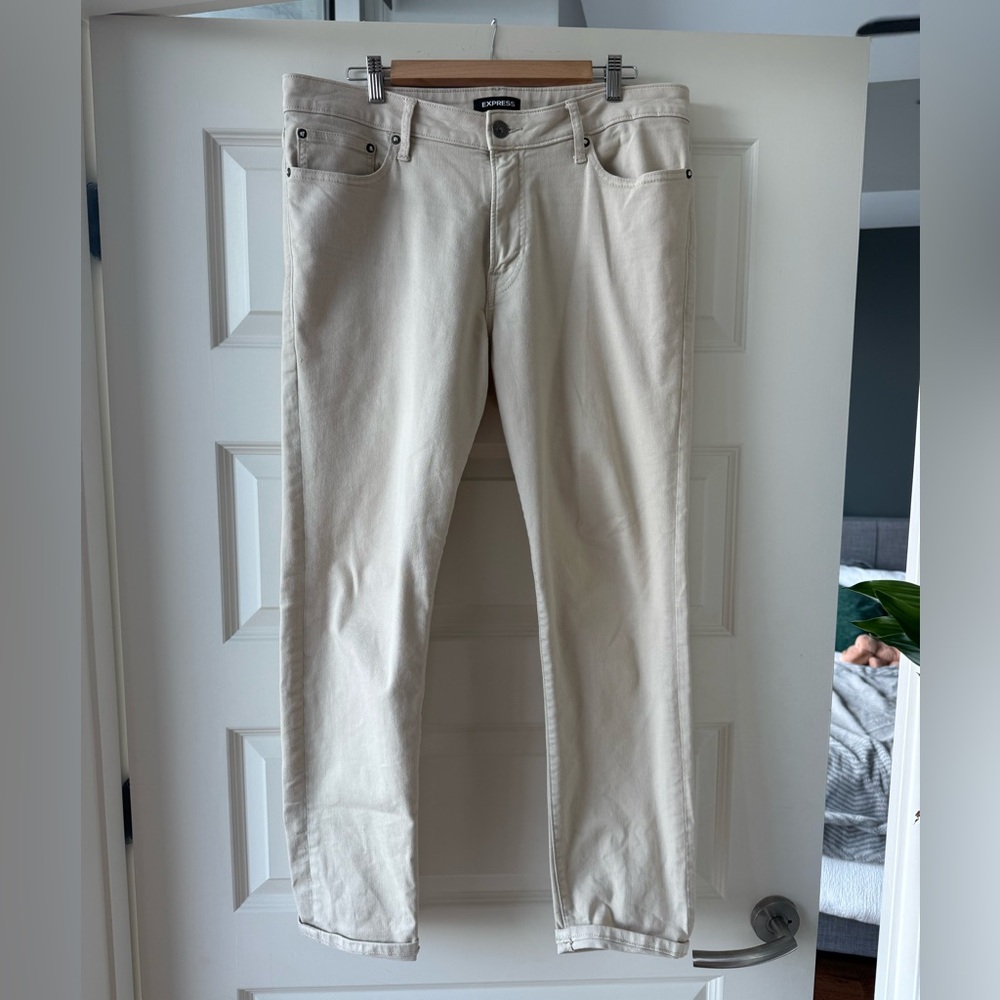 Express Slim Fit Cream Pants